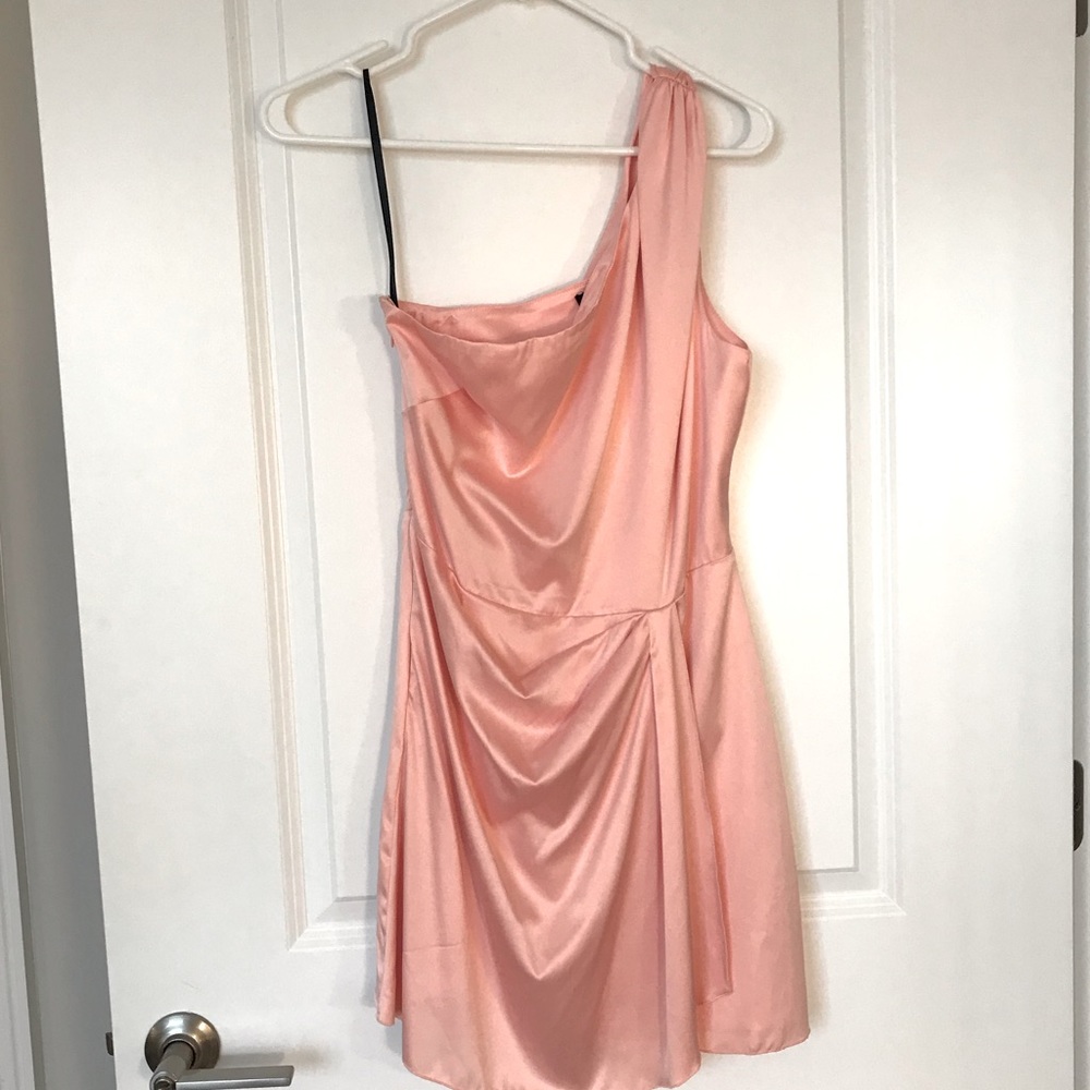 Bebe Grecian One shoulder Peach Dress Size 8